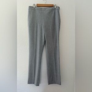 Ann Taylor Pinstripe Light Gray Trousers Side Zip Straight Leg Size 10